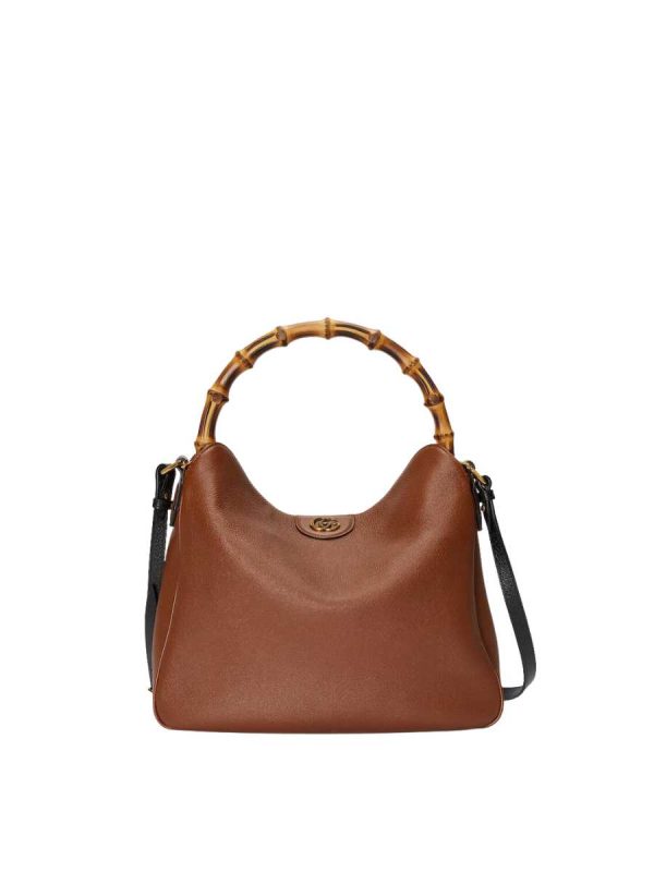 Gucci Diana Large Shoulder Bag in Brown Leather