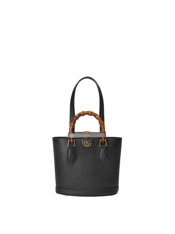 Gucci Diana Small Tote Bag in Black Leather