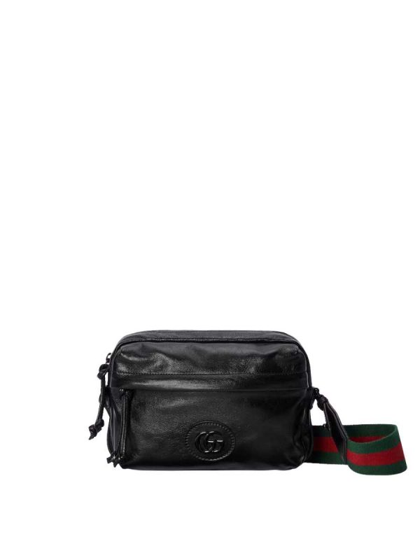 Gucci Shoulder Bag with Tonal Double G in Black Leather