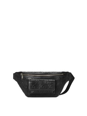 Gucci GG Embossed Belt Bag in Black Leather