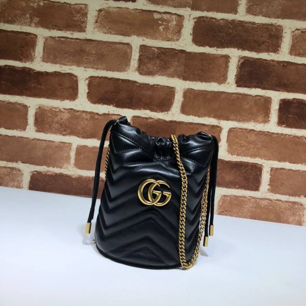 Gucci GG Marmont Mini Bucket Bag in Black Leather - Image 2