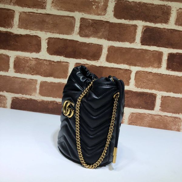 Gucci GG Marmont Mini Bucket Bag in Black Leather - Image 3