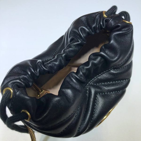 Gucci GG Marmont Mini Bucket Bag in Black Leather - Image 5