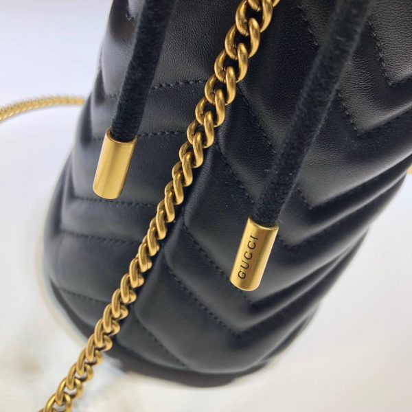 Gucci GG Marmont Mini Bucket Bag in Black Leather - Image 8