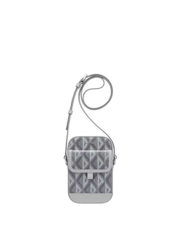 Dior Hit The Road Vertical Pouch in Gray CD Diamond Canvas