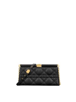 Dior Caro Colle Noire Clutch with Chain Black Cannage Lambskin