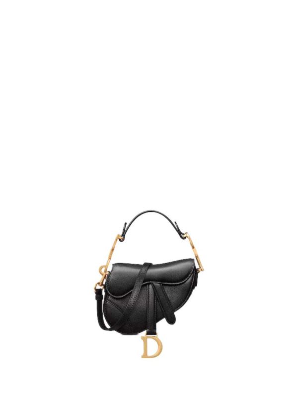 Dior Micro Saddle Bag in Black Goatskin