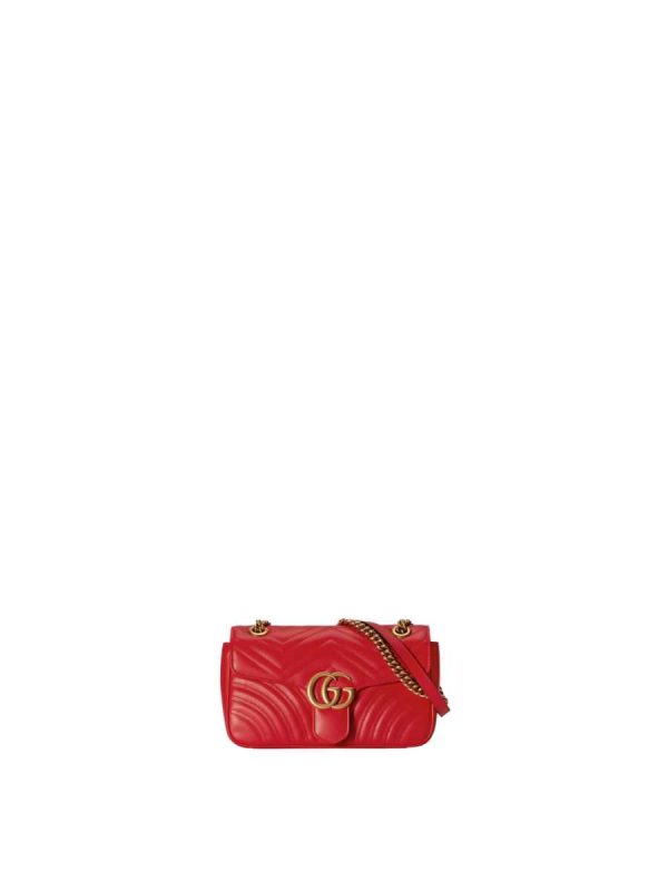 Gucci GG Marmont Mini Shoulder Bag in Red Leather