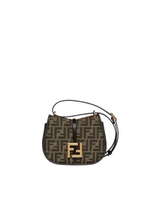 Fendi C’mon Small Brown FF Jacquard Fabric and Leather