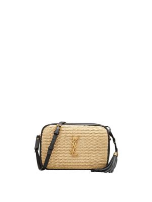 YSL Lou Camera Bag in Raffia And Smooth Leather