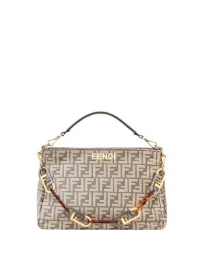 Fendi O'Lock Zip in Dove Grey Tapestry Fabric Bag