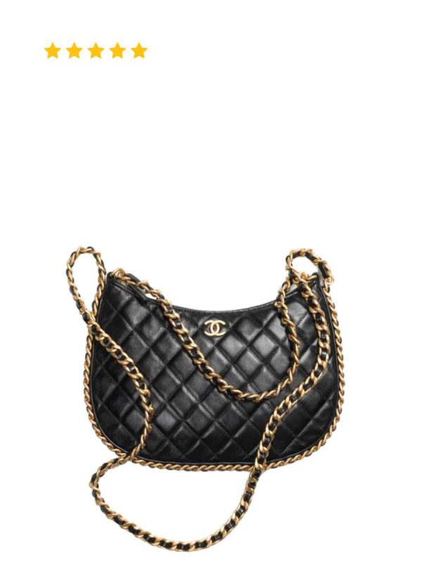 [TOP TIER] Chanel Hobo Bag Large in Black Shiny Crumpled Lambskin