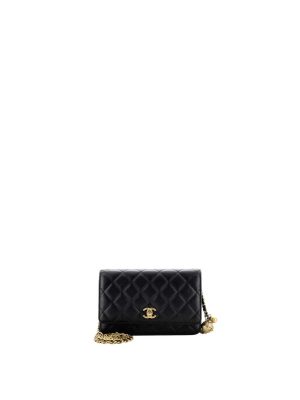 Chanel Wallet On Chain in Black Lambskin and Gold Metal Chain