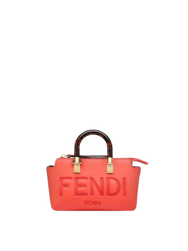 Fendi By The Way Mini Red Leather Small Boston Bag