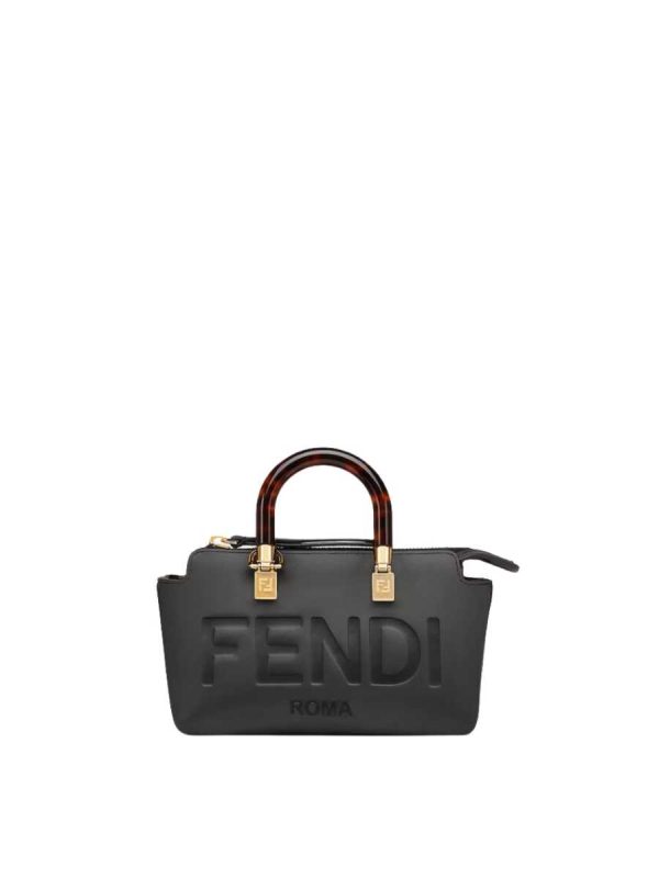 Fendi By The Way Mini Small Boston Bag in Black Leather