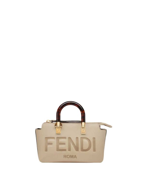 Fendi By The Way Mini Small Boston Bag in Dove Grey Leather