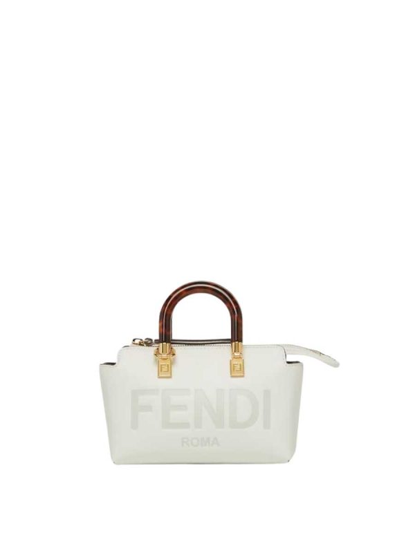 Fendi By The Way Mini Small White Leather Boston Bag