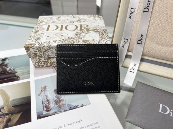 Dior Saddle Card Holder Black Grained Calfskin Leather Marquetry - Image 2