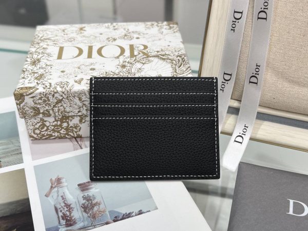 Dior Saddle Card Holder Black Grained Calfskin Leather Marquetry - Image 3