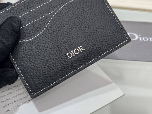 Dior Saddle Card Holder Black Grained Calfskin Leather Marquetry - Image 6