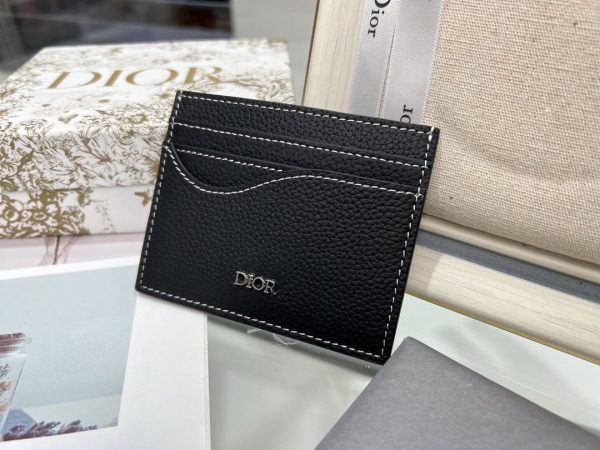 Dior Saddle Card Holder Black Grained Calfskin Leather Marquetry - Image 7