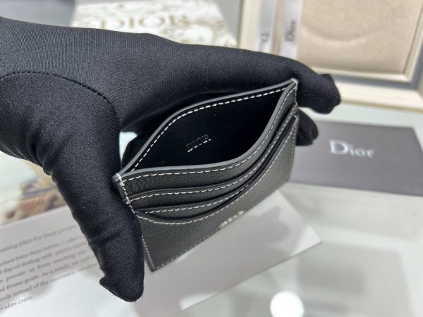 Dior Saddle Card Holder Black Grained Calfskin Leather Marquetry - Image 9