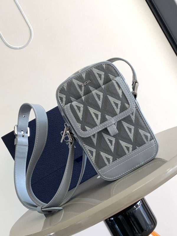 Dior Hit The Road Vertical Pouch in Gray CD Diamond Canvas - Image 2