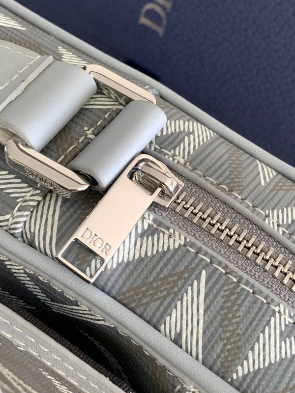 Dior Hit The Road Vertical Pouch in Gray CD Diamond Canvas - Image 7