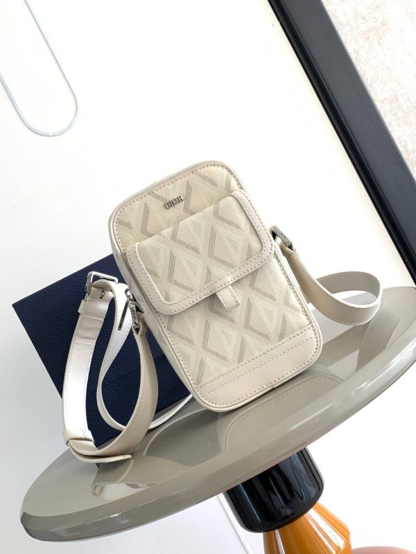 Dior Hit The Road Vertical Pouch in Light Beige CD Diamond Canvas - Image 2