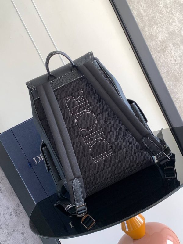 Dior Essentials Saddle Backpack in Black Grained Calfskin - Image 4