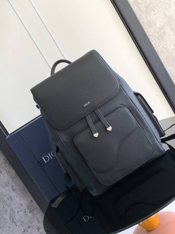 Dior Essentials Saddle Backpack in Black Grained Calfskin - Image 2