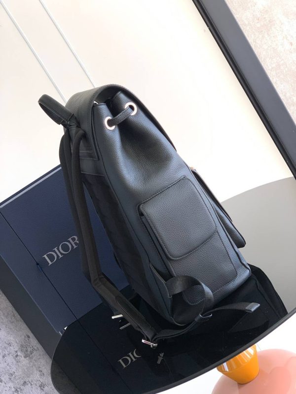 Dior Essentials Saddle Backpack in Black Grained Calfskin - Image 3