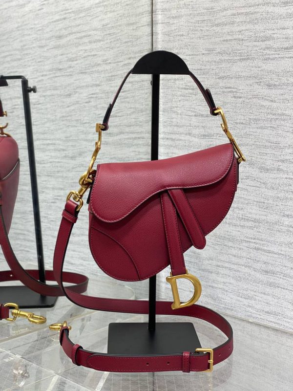 Dior Micro Saddle Bag in Scarlet Red Goatskin - Image 2