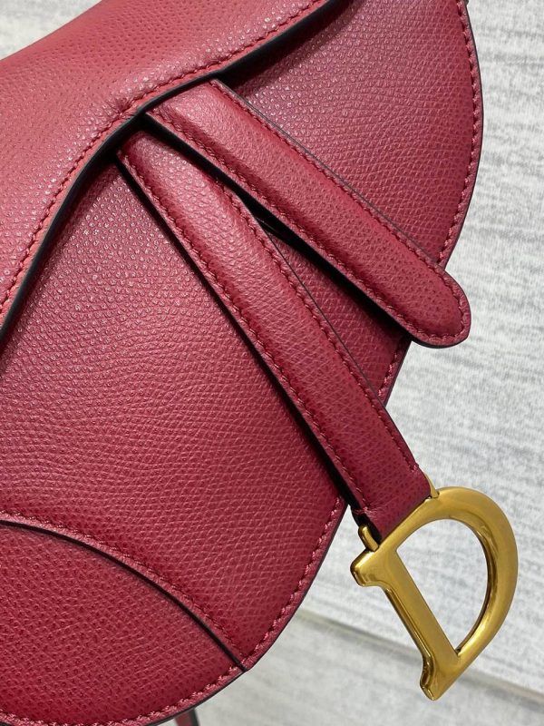 Dior Micro Saddle Bag in Scarlet Red Goatskin - Image 3