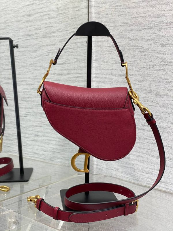 Dior Micro Saddle Bag in Scarlet Red Goatskin - Image 4