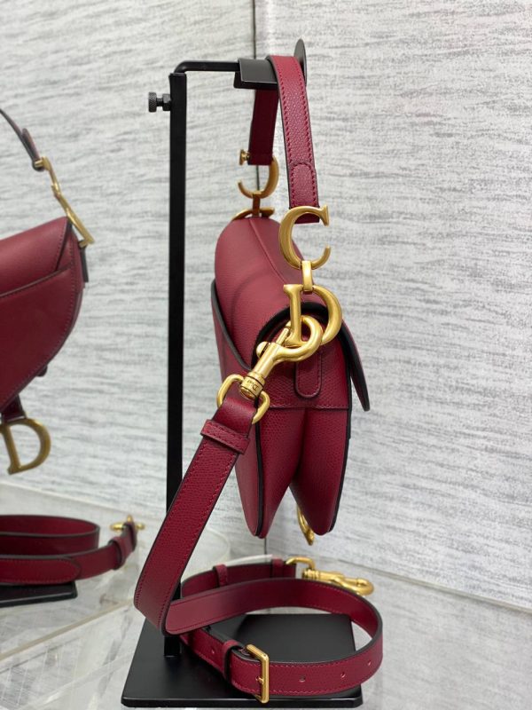 Dior Micro Saddle Bag in Scarlet Red Goatskin - Image 5