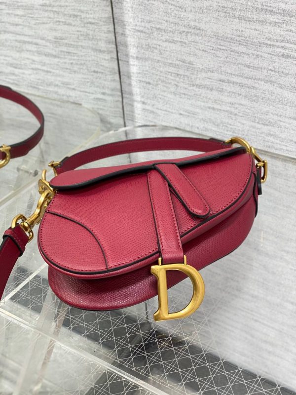 Dior Micro Saddle Bag in Scarlet Red Goatskin - Image 7