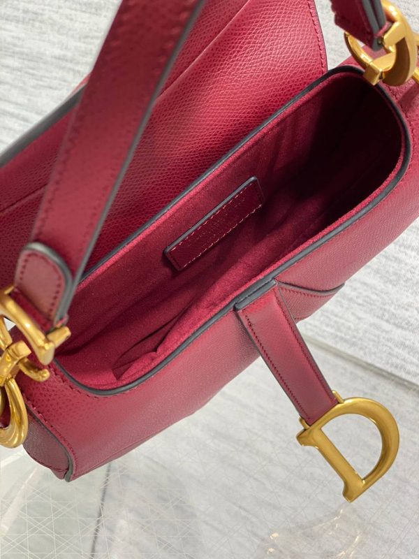 Dior Micro Saddle Bag in Scarlet Red Goatskin - Image 8