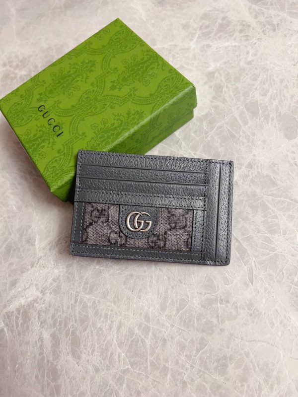 Gucci Ophidia Card Case in Grey and Black GG Supreme Canvas - Image 2