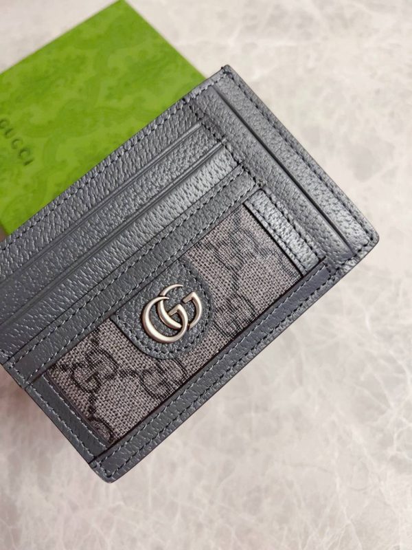 Gucci Ophidia Card Case in Grey and Black GG Supreme Canvas - Image 3