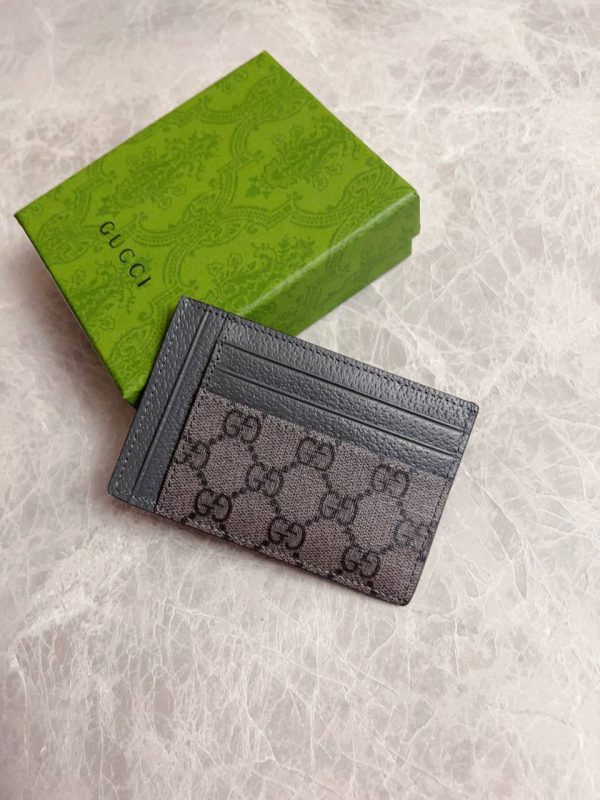 Gucci Ophidia Card Case in Grey and Black GG Supreme Canvas - Image 4