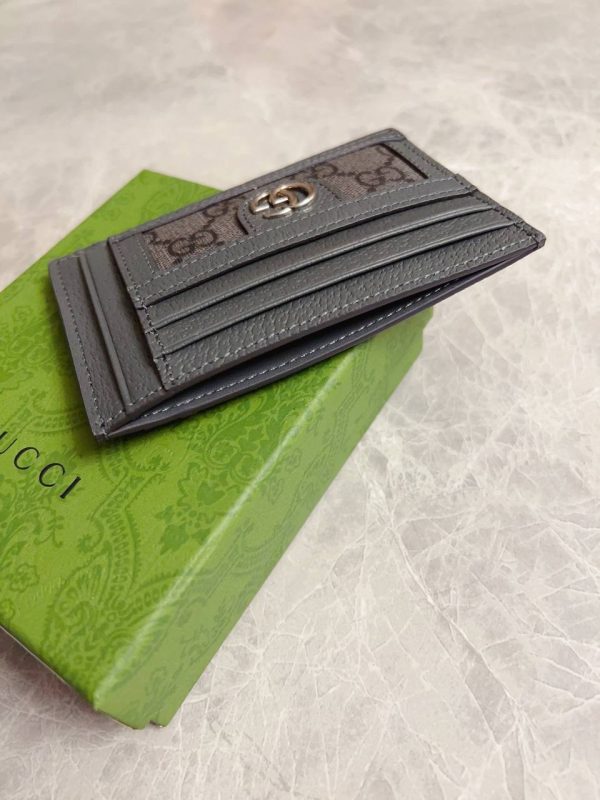 Gucci Ophidia Card Case in Grey and Black GG Supreme Canvas - Image 6