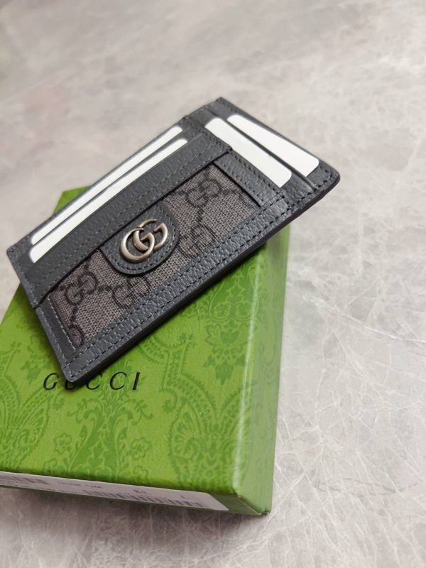 Gucci Ophidia Card Case in Grey and Black GG Supreme Canvas - Image 7