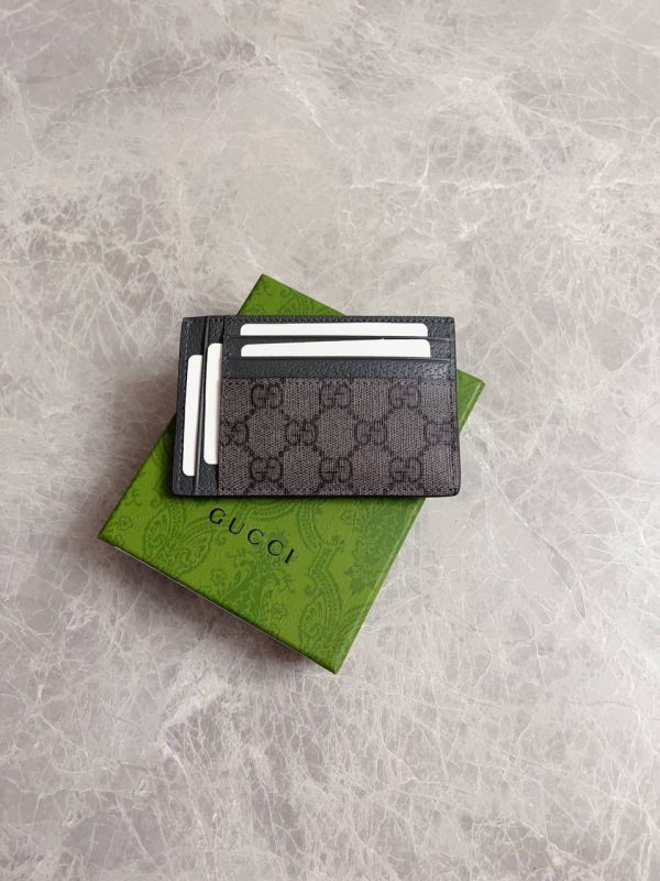 Gucci Ophidia Card Case in Grey and Black GG Supreme Canvas - Image 8