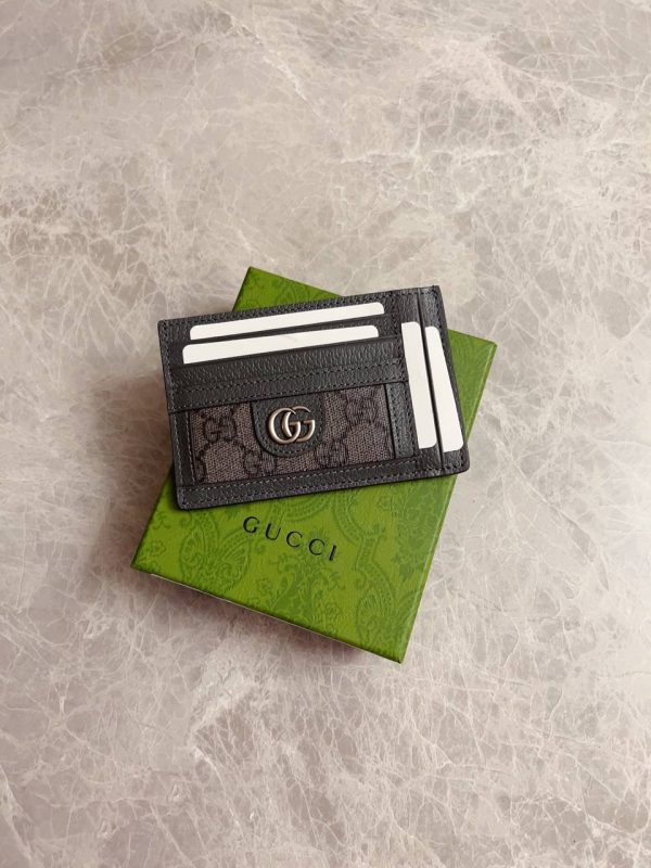 Gucci Ophidia Card Case in Grey and Black GG Supreme Canvas - Image 9