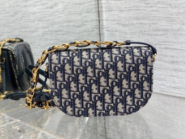 Dior CD Signature Bag with Strap in Blue Dior Oblique Jacquard - Image 5