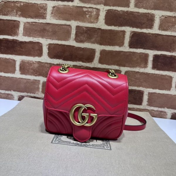 Gucci GG Marmont Mini Shoulder Bag in Red Leather - Image 2