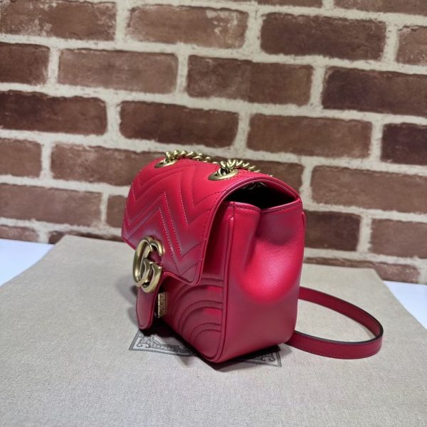 Gucci GG Marmont Mini Shoulder Bag in Red Leather - Image 9