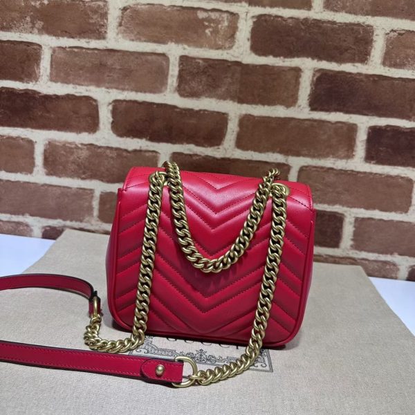 Gucci GG Marmont Mini Shoulder Bag in Red Leather - Image 6