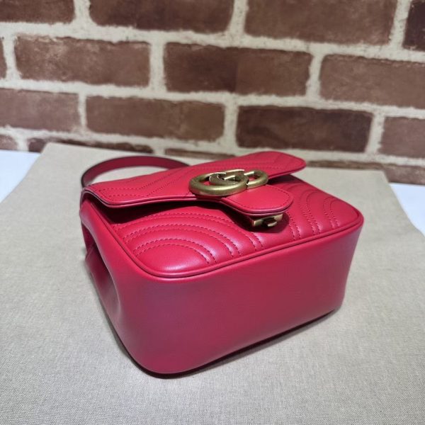 Gucci GG Marmont Mini Shoulder Bag in Red Leather - Image 7